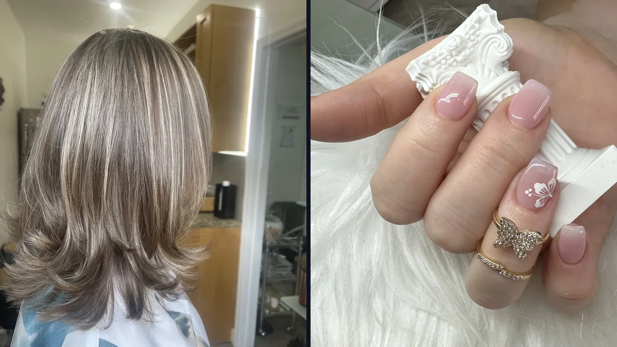 Freshly styled hair beside beauty tools.